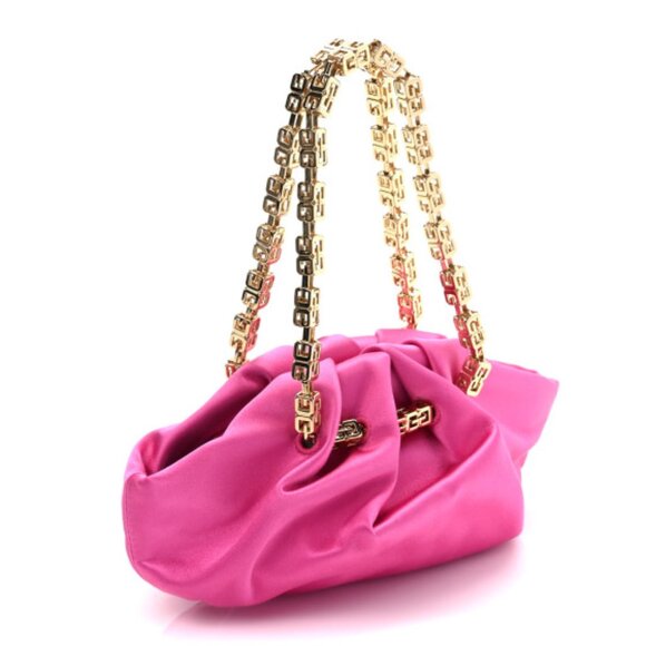 NWT Authentic Givenchy Satin Mini Kenny Shoulder Bag Neon Pink - Picture 7 of 10